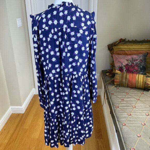 J. Crew Dress Floral Tie Front Blue Purple 2020 (M) - Picture 5 of 11